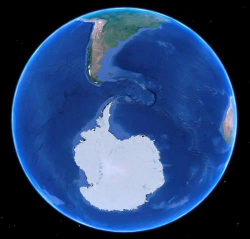 Земля. Южный полюс. И радиусный пролив Дрейка.