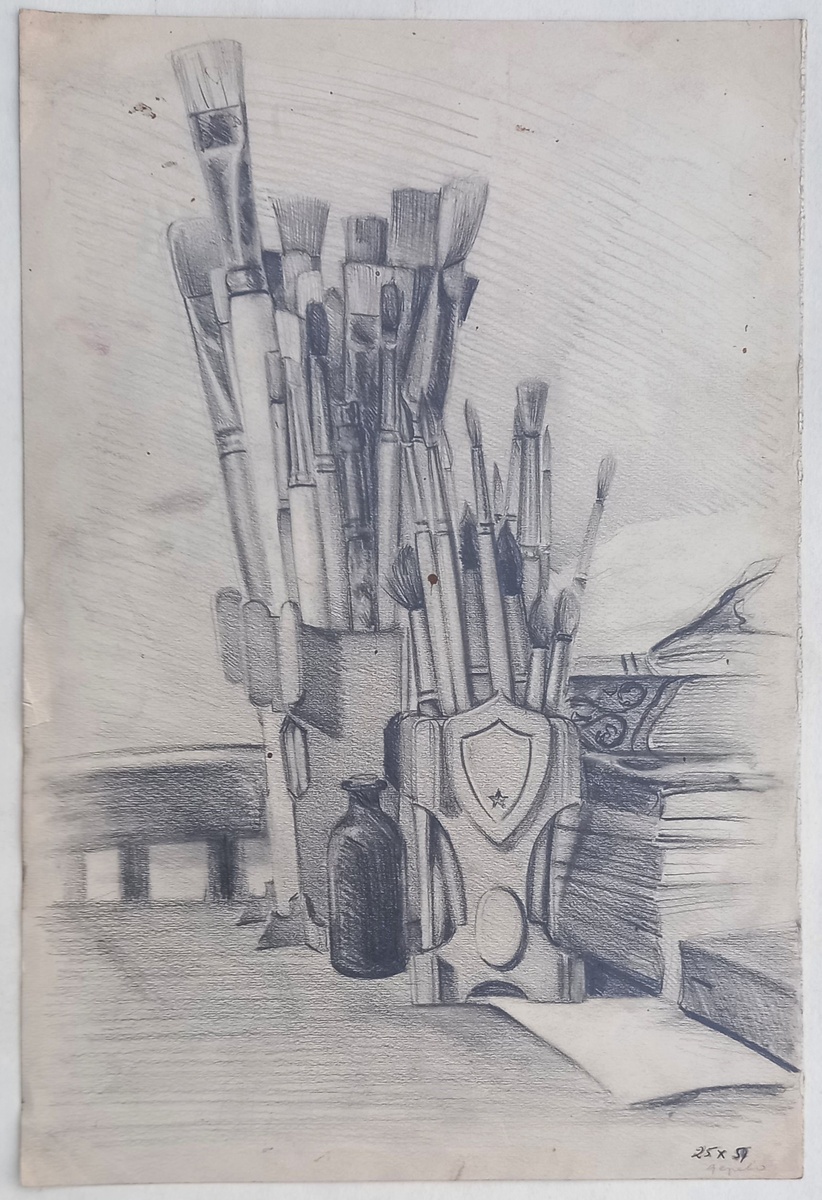 25.X.59 г.. Художник Н. А. Блинов. Бумага, размер 26,6х39,5 см, карандаш. Из архива автора. 