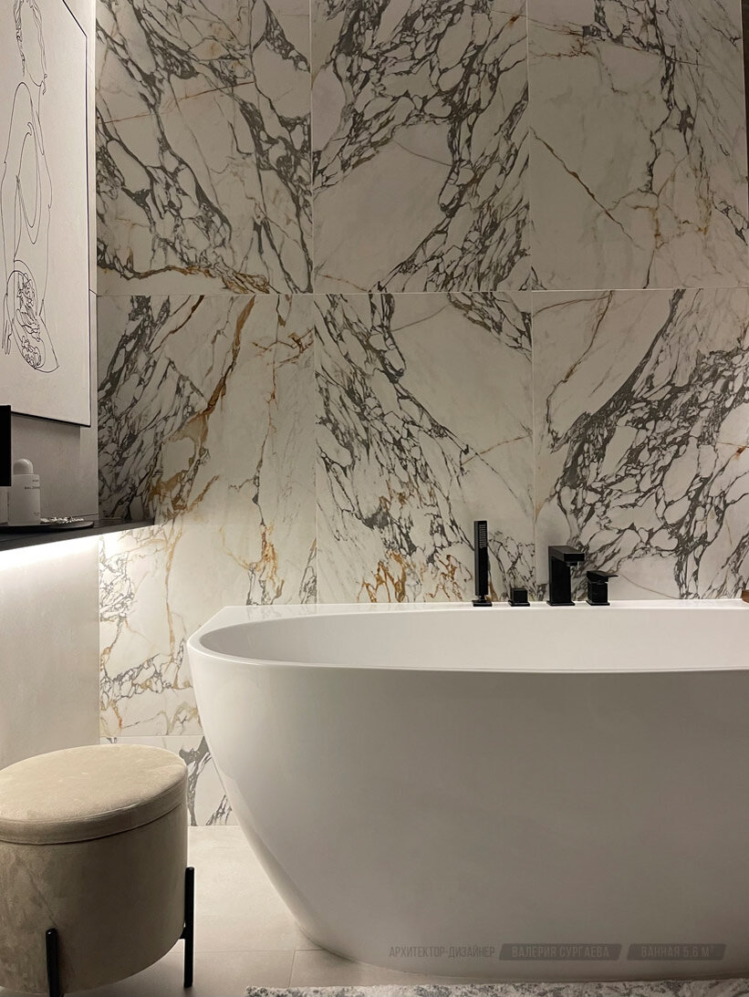 Интерьер ванной комнаты, архитектор-дизайнер Валерия Сургаева
