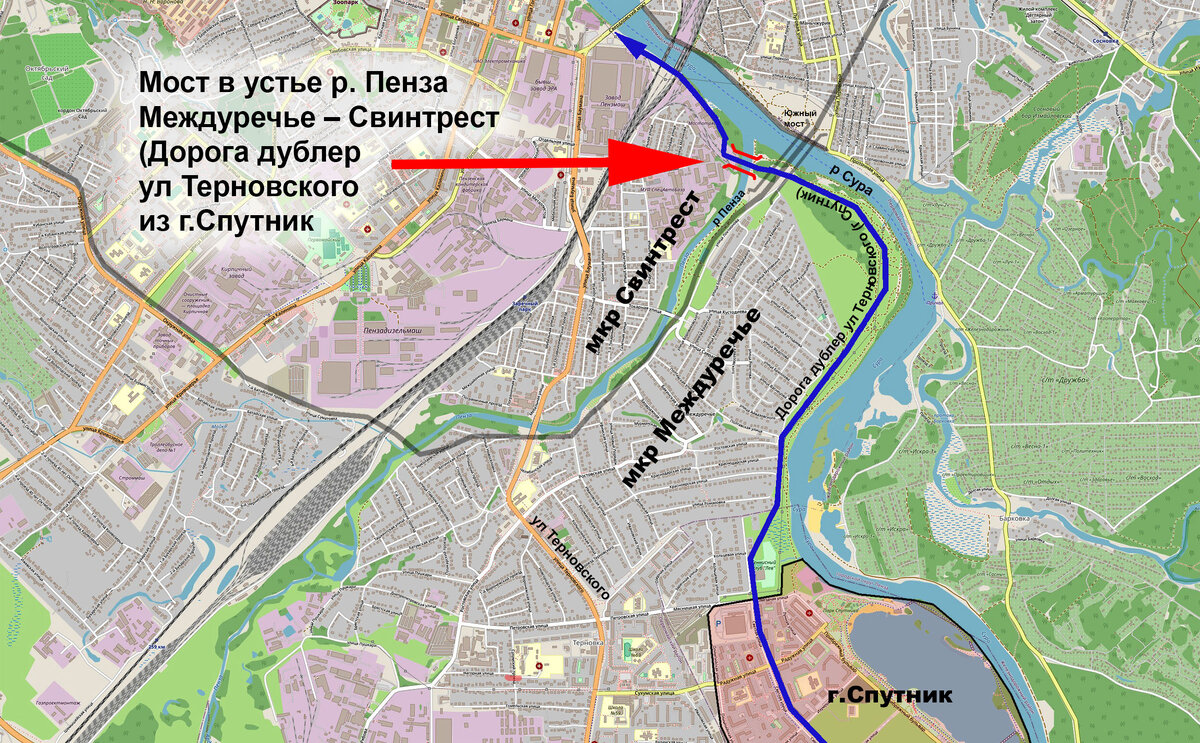 Глава 53.3 Мосты, путепроводы и тоннели в Пензе. Что будем строить в рамках  предложенной концепции. Часть 3 Юг Пензы | Генеральный план Пензы для Пензы  | Дзен