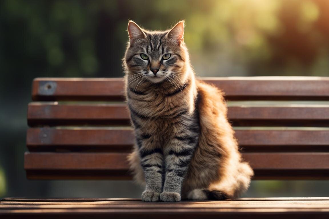 Кот на лавочке. Нейросеть Kandinsky 3.0.