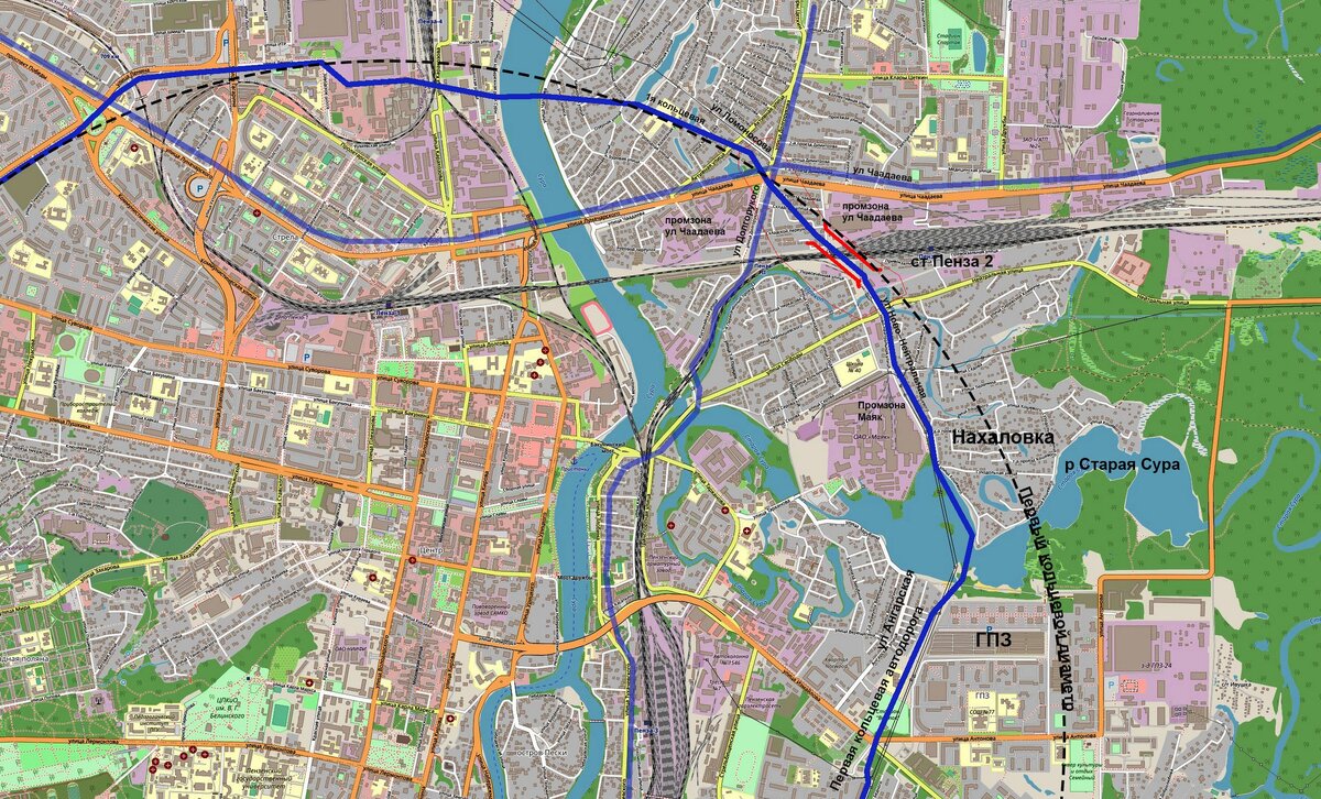 Глава 53.5 Мосты, путепроводы и тоннели в Пензе. Что будем строить в рамках  предложенной концепции. Часть 5 Восток Пензы | Генеральный план Пензы для  Пензы | Дзен