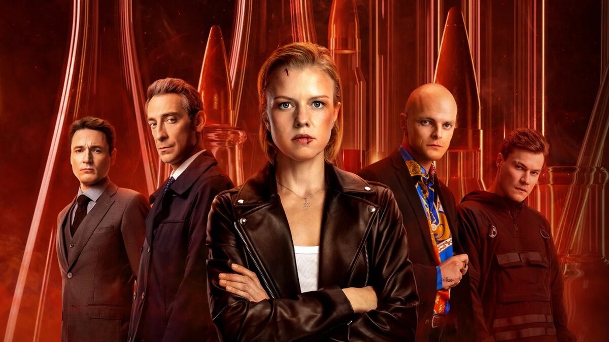 Алексей Филимонов, Артем Ткаченко, Евгения Борзых, Александр Мизев и Олег Гаас. Постер сериала "Убить Риту".