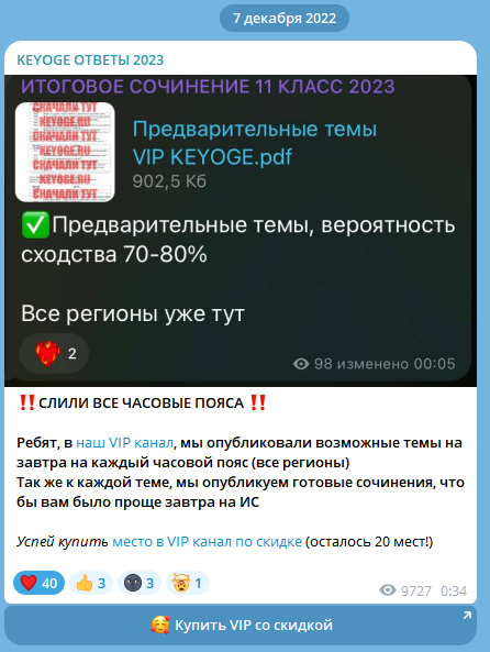 Пример: Как были опубликованы реальные темы 7 декабря 2022 года