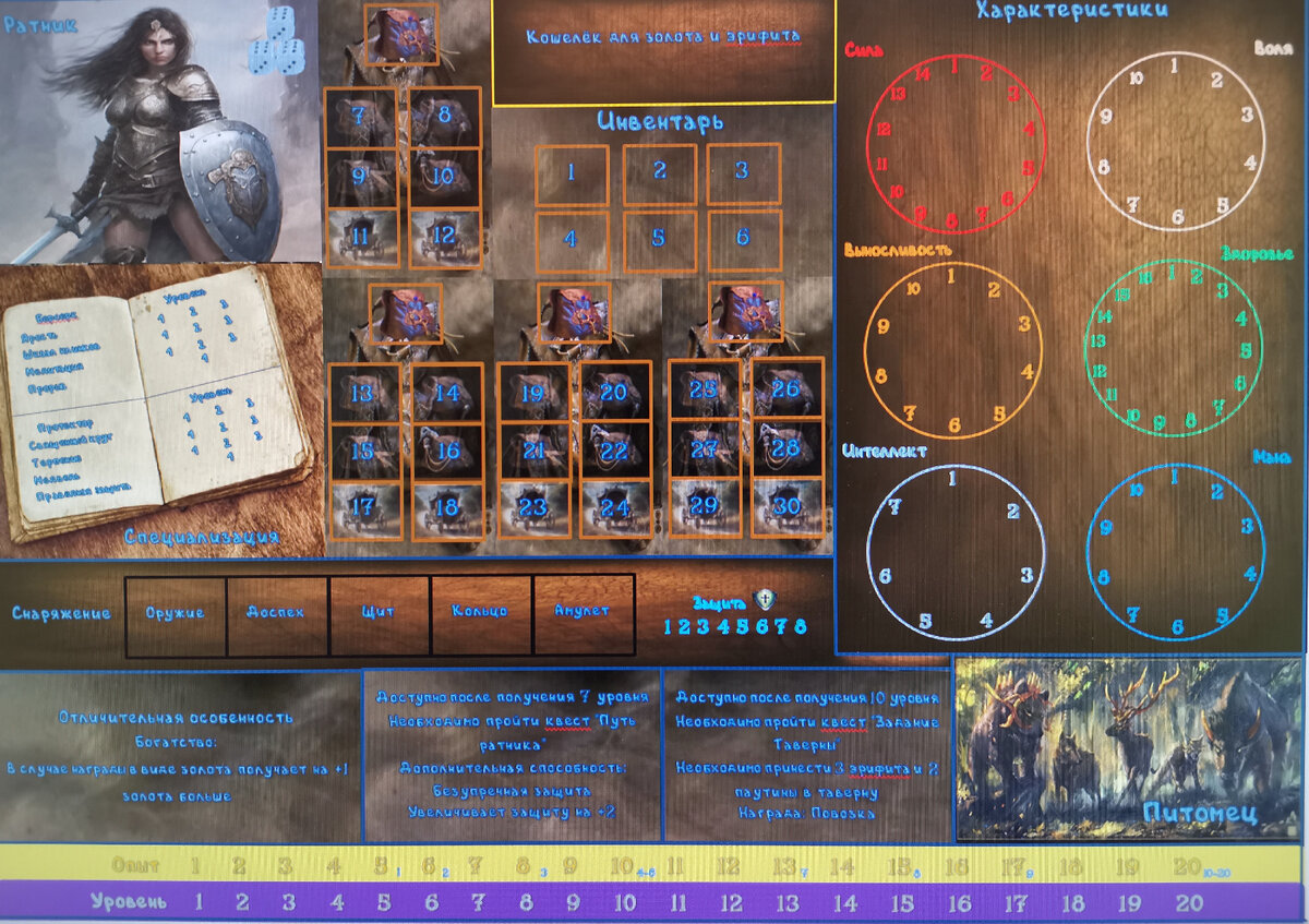 Планшет персонажа 