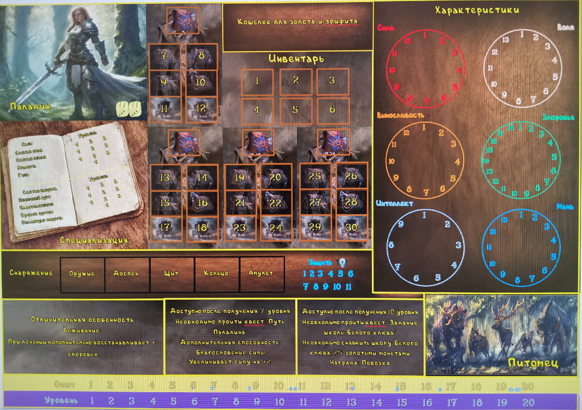 Планшет персонажа