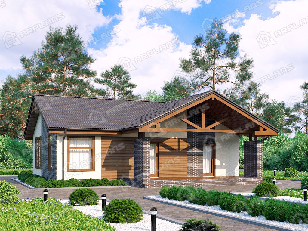 Фото 1 одноэтажного дома из газобетона. Источник arplans.ru Проект К-212 