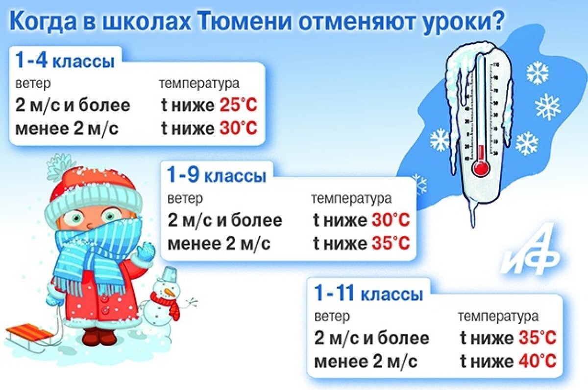    Тюменцам рассказали, где узнать об актировках в школах из-за мороза