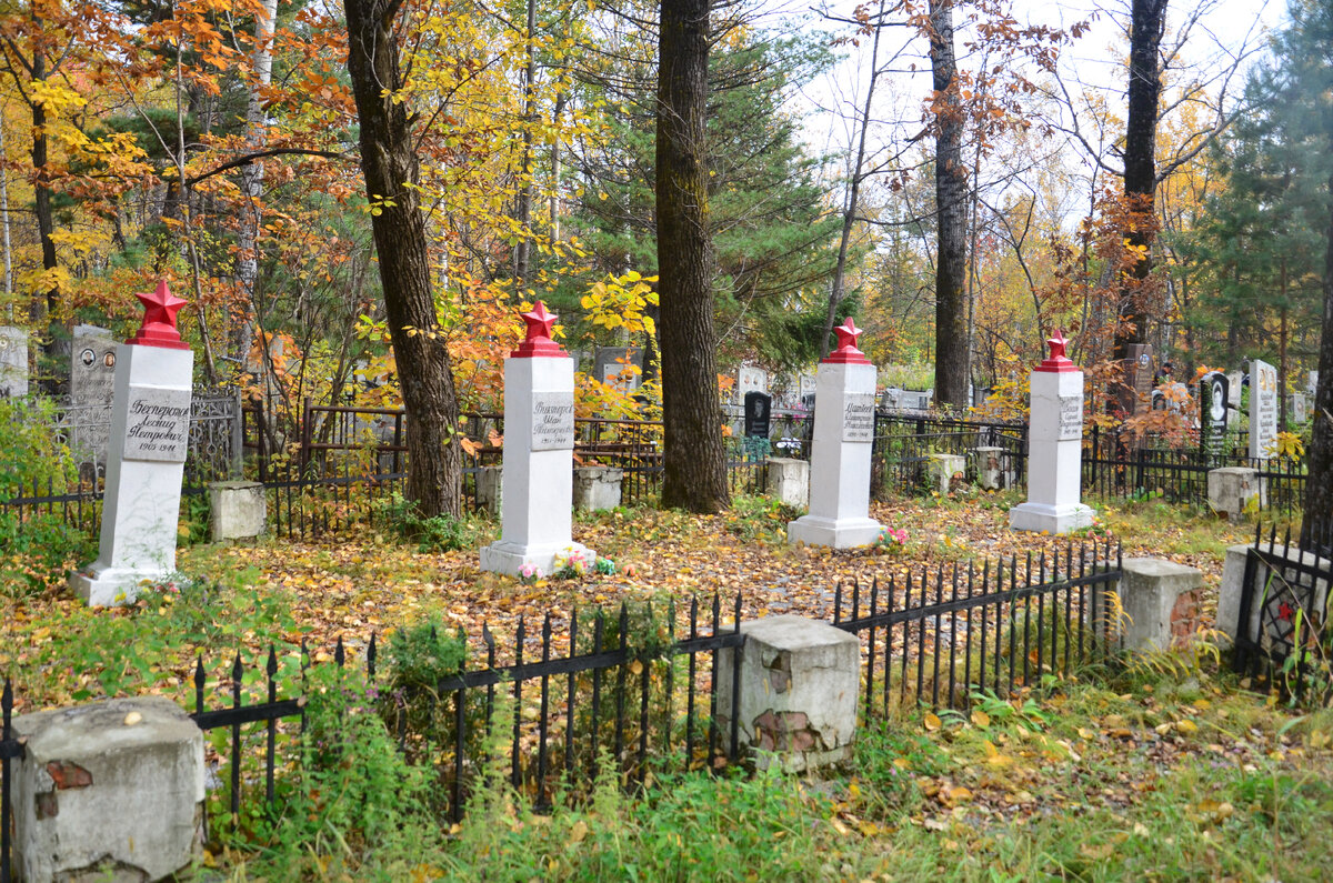 Одно из первых захоронений на Хабаровском кладбище - могилы первого секретаря Камчатского обкома ВКП (б) С.А. Васина, профессора Д.Н. Матвеева, заместителя заведующего финхозсектором Хабаровского крайкома ВКП (б) И.Т. Викторова, врача Л.П. Бесперстова, погибших в результате авиакатастрофы 28 мая 1944 г. 