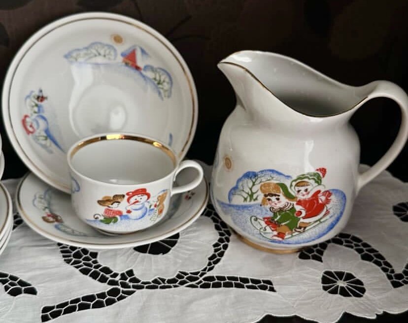 Тернопольский фарфоровый завод СССР, набор детской посуды «Зимние ...