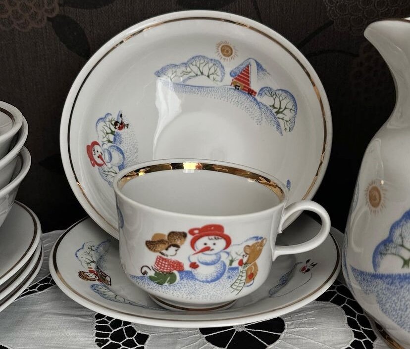 Тернопольский фарфоровый завод СССР, набор детской посуды «Зимние ...