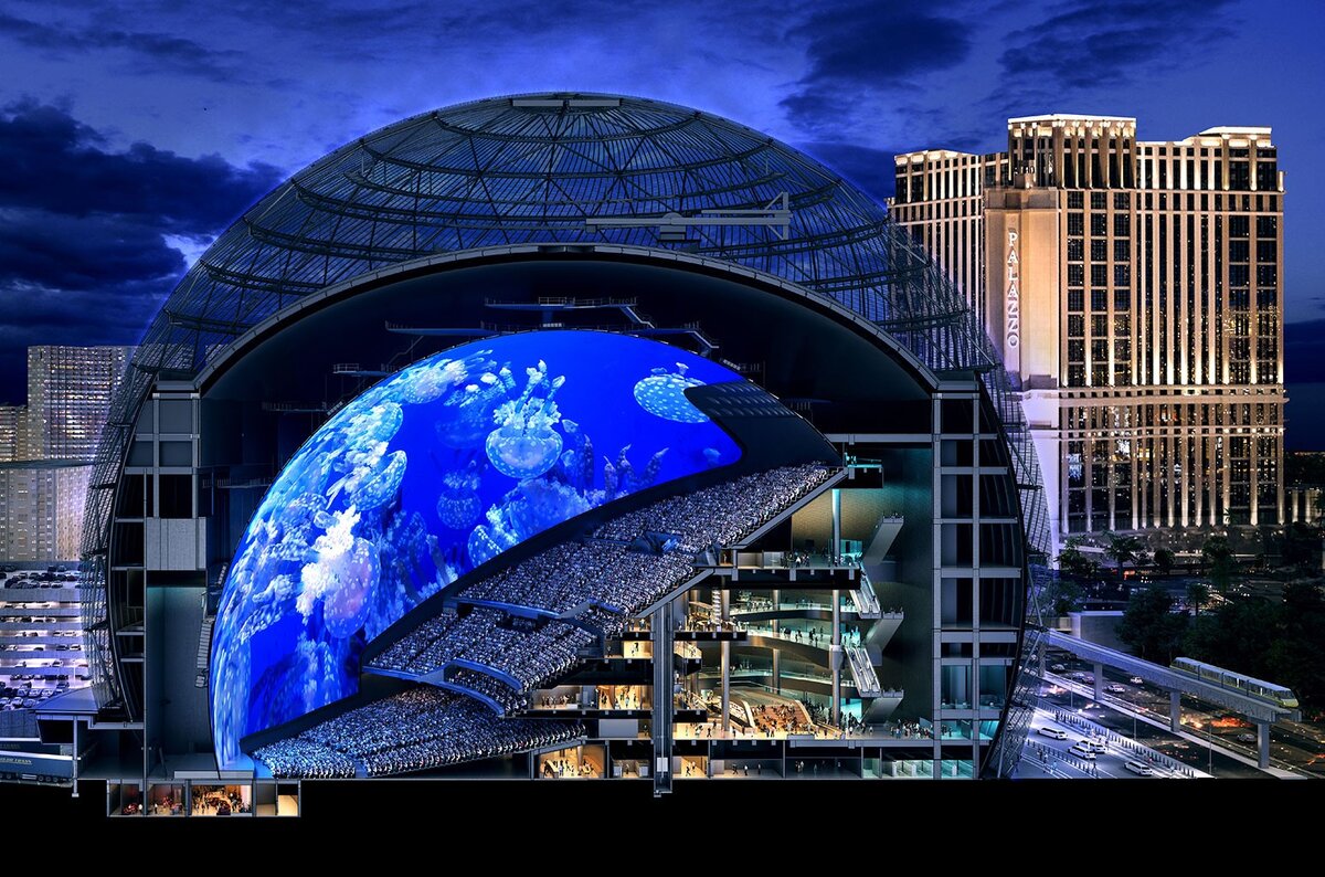 2025 год планеты. Msg Sphere Лас-Вегас. Лас Вегас сферическое здание. Сфера Лас Вегас сфера. Лас Вегас сфера внутри.