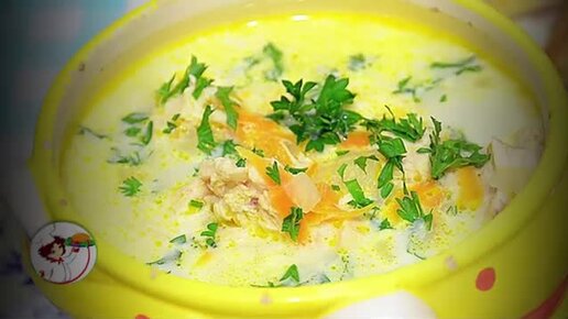 Сырный суп с курицей и плавленым сырком, с грибами или вермишелью