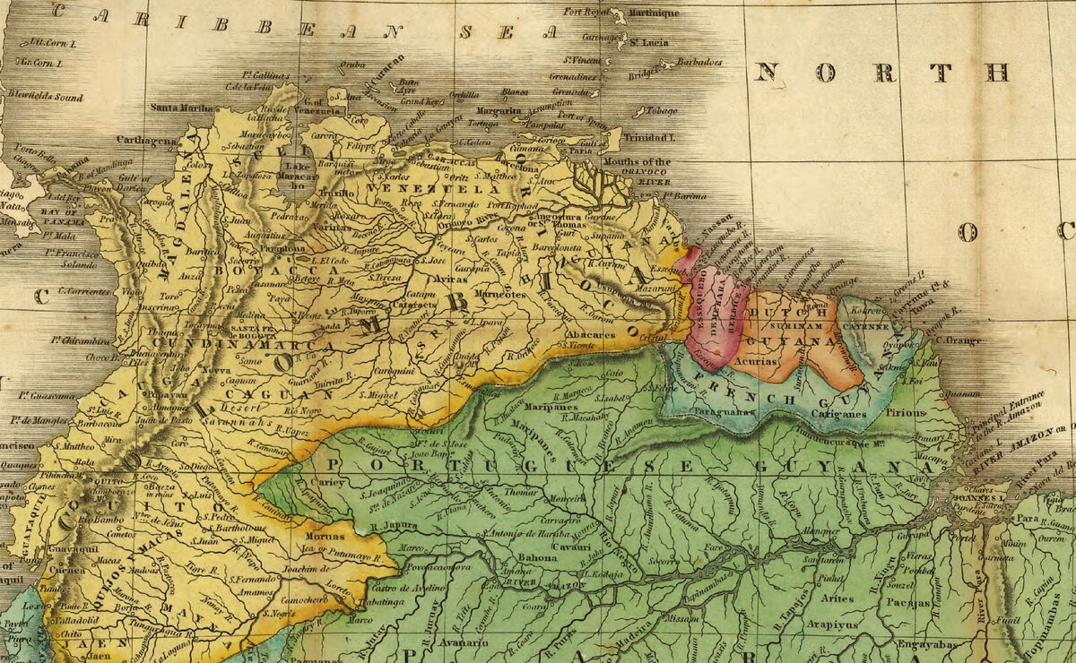 Фрагмент карты Южной Америки 1826 года (можно увеличить, если нажать на картинку)