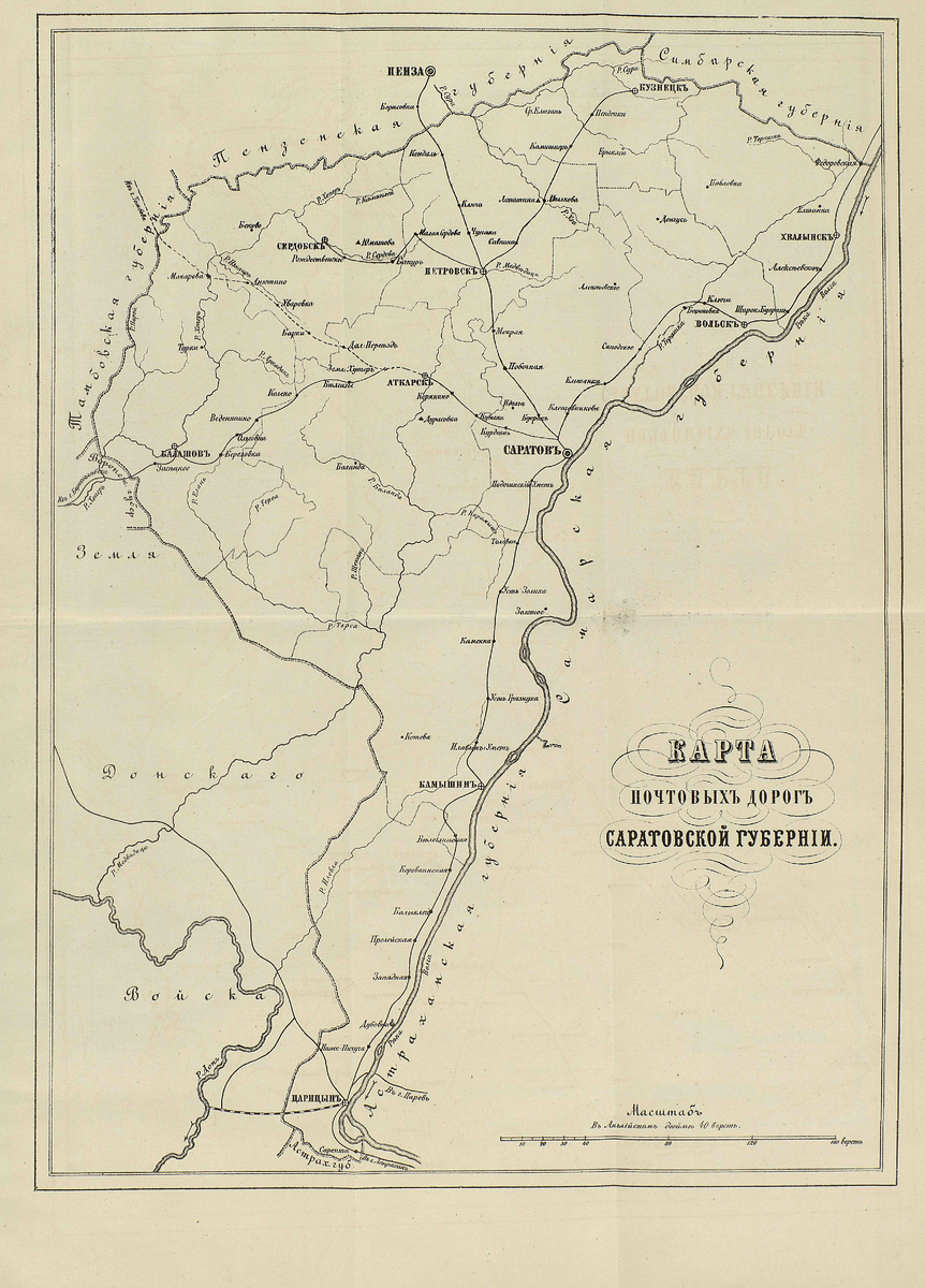 Карта почтовых дорог Саратовской губернии. | Моя Саратовская жизнь | Дзен