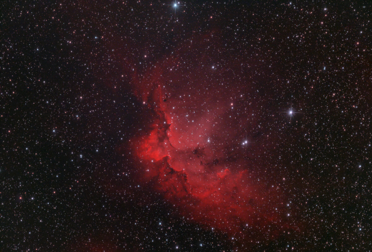 Туманность Колдун связанная со звёздным скоплением NGC7380
Снято 18.11.2023  через телескоп Sky-Watcher BK P2001 HEQ5 Pro,
на камеру ZWO ASI294MC Pro + фильтр Optolong L-Extreme
Сложено 17 кадров по 600 секунд. Gain 120
