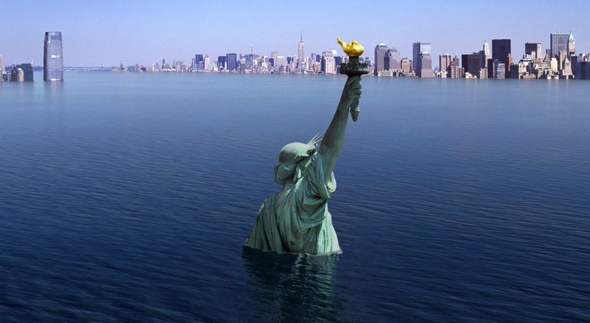 Уровень мирового океана был. Нью-Йорк глобальное потепление. Глобальное потепление потоп Нью Йорк. Ураган Сэнди статуя свободы. Затопленная статуя свободы в Нью-Йорке.
