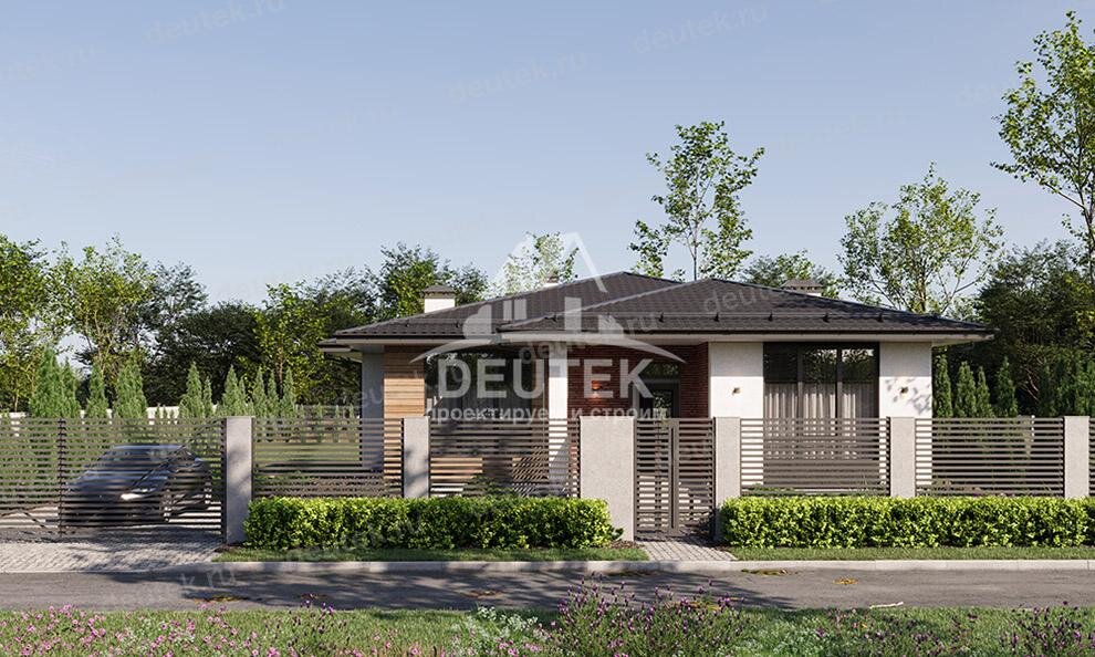 Проект одноэтажного дома 133 м2 из газобетона с террасой - LK-166