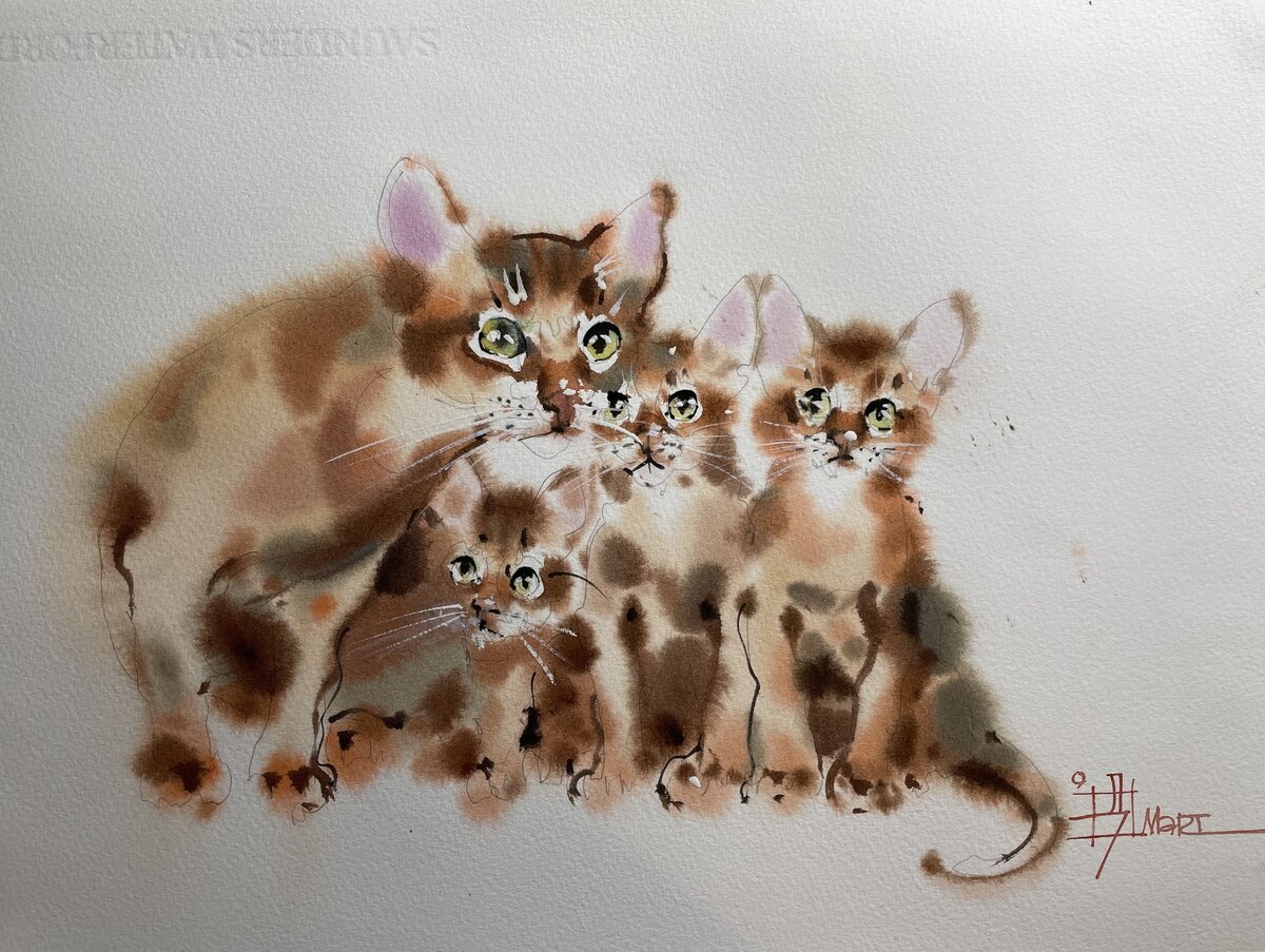 Акварель от художницы Марины Дайковской под названием " Дети " 38х28 см