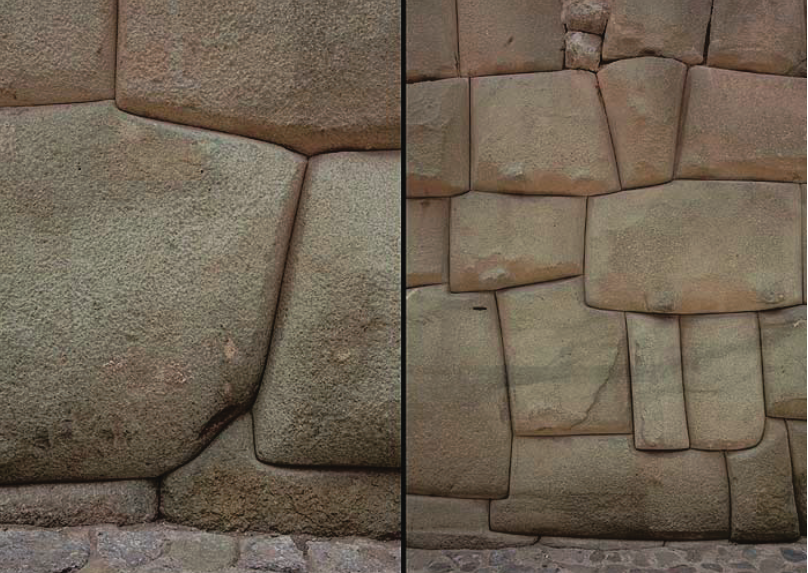 Примеры полигональной кладки в Куско. Изображение взято из книги А. Ю. Склярова «Перу и Боливия задолго до инков», издательство ВЕЧЕ, 2011 