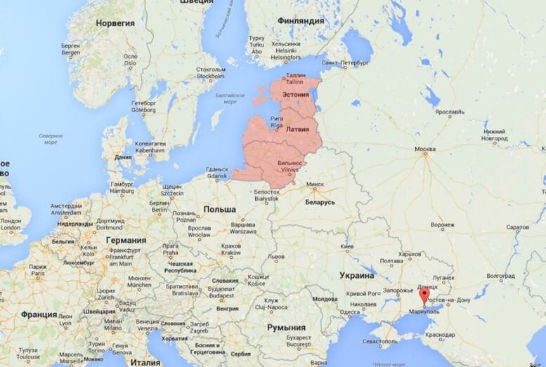 Прибалтика на карте Восточной Европы