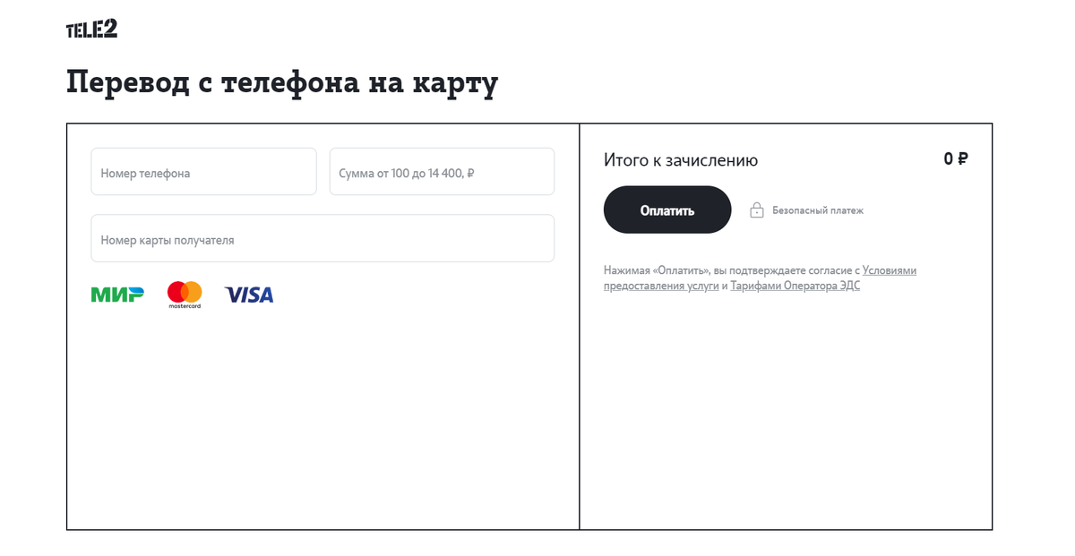 С теле2 на карту втб. Анонимный перевод денег на карту.