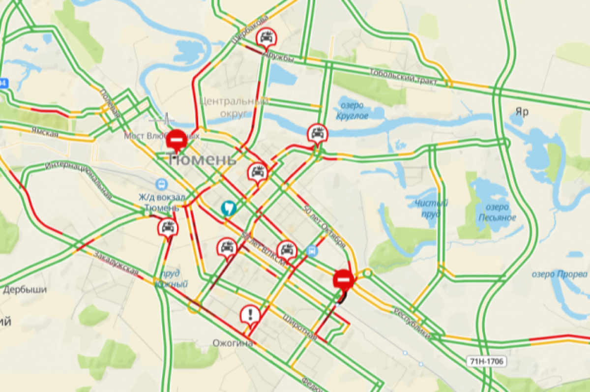 Карта тюмени с пробками