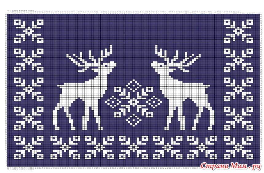 Схема 1. Пара оленей с узором между фигурами.