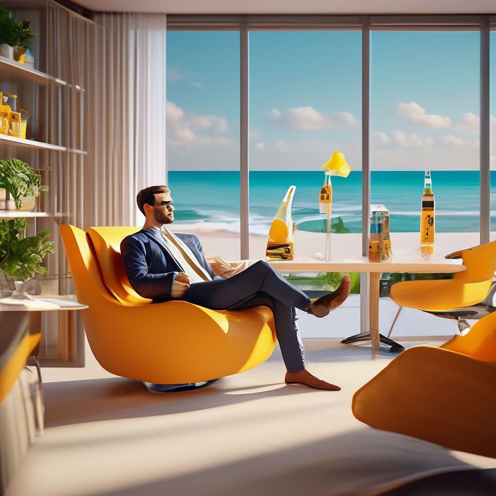 Очень мне нравится, как ИИ видит ноги расслабленного предпринимателя