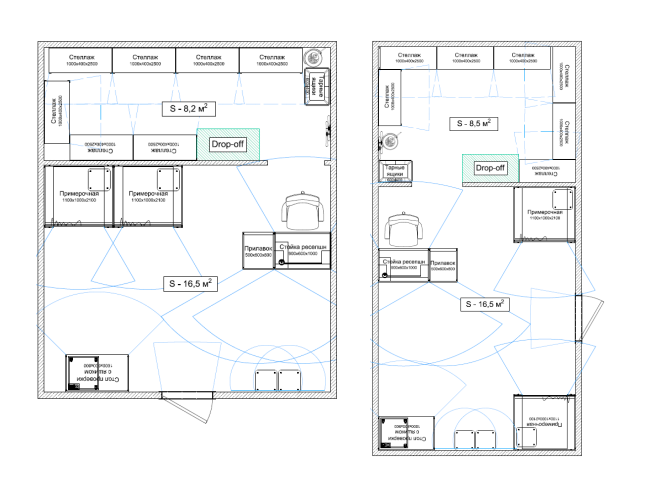 Площадь помещения от 25* до 30 кв. м — минимальная площадь пункта выдачи
Площадь клиентской зоны: от 16.5 кв. м
Площадь склада: от 8.5 кв. м