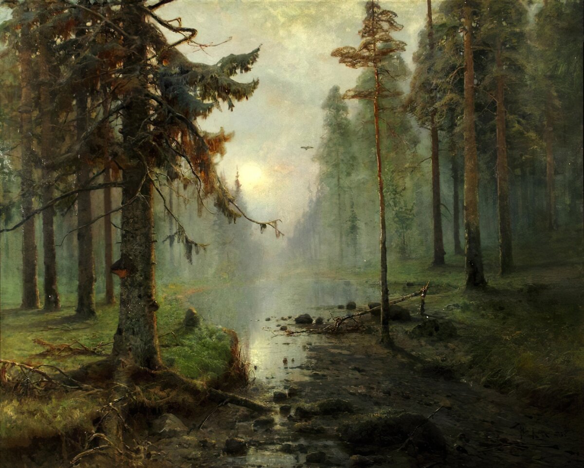 "Туманное утро в лесу", Ю.Ю. Клевер, 1898. Рыбинский музей-заповедник.