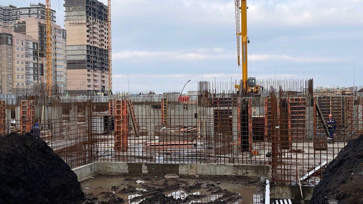    Новый детсад по улице Конгрессной в Краснодаре сдадут не позже 2024 года. Фото: Департамент строительства администрации Краснодара