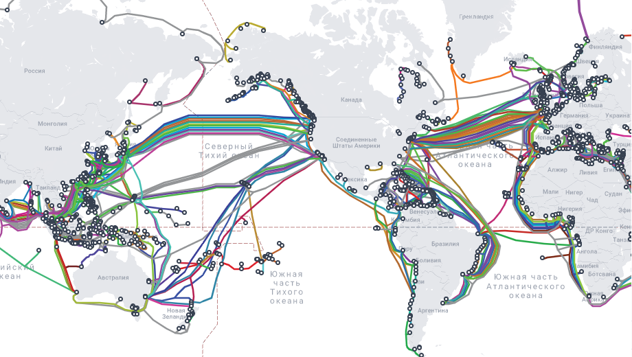 Карта подводных кабелей интернета