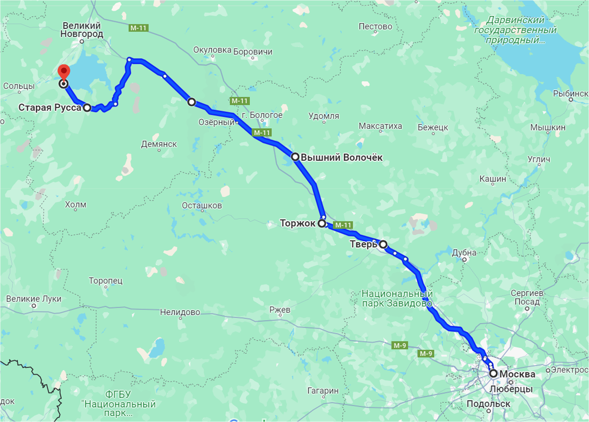 Москва - Коростынь. Google.Maps