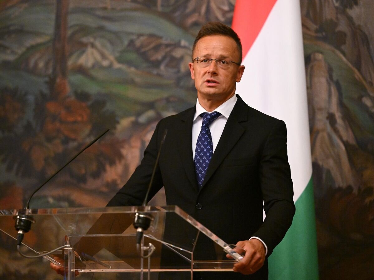    Министр иностранных дел и внешнеэкономических связей Венгрии Петер Сийярто на пресс-конференции по итогам встречи с министром иностранных дел РФ Сергеем Лавровым© РИА Новости / Григорий Сысоев