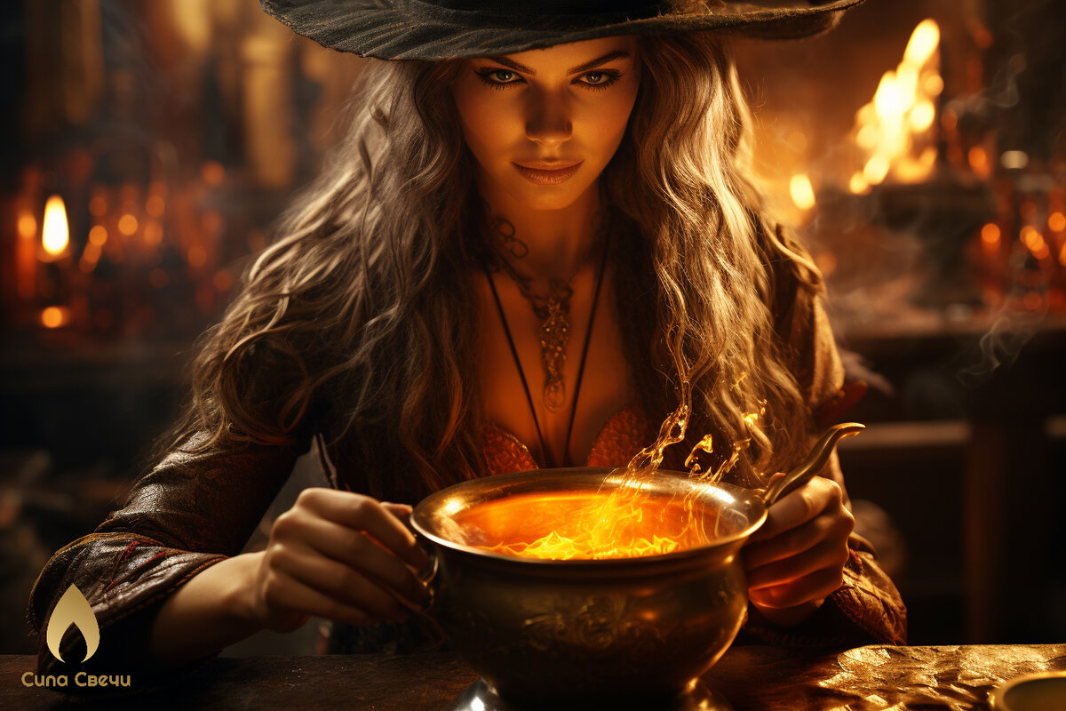 Ведьма превращает огонь в золото 