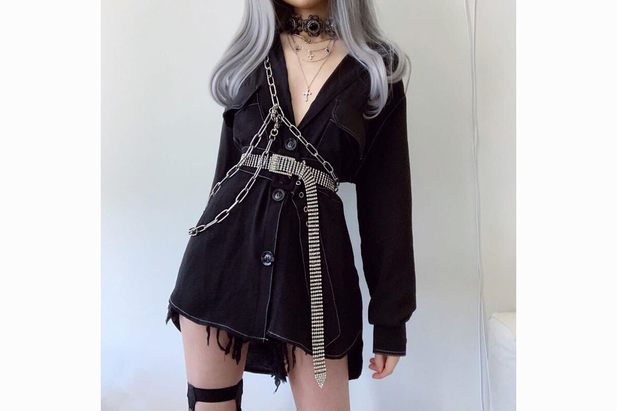 Goth outfit Грандж 2020 корейская одежда