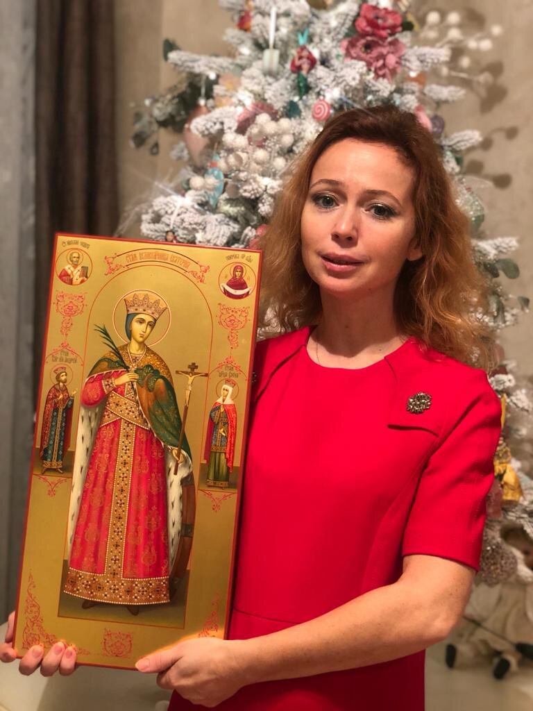 Рукописная икона "Святая Великомученица Екатерина". Работа мастерской "Палехский Иконостас"