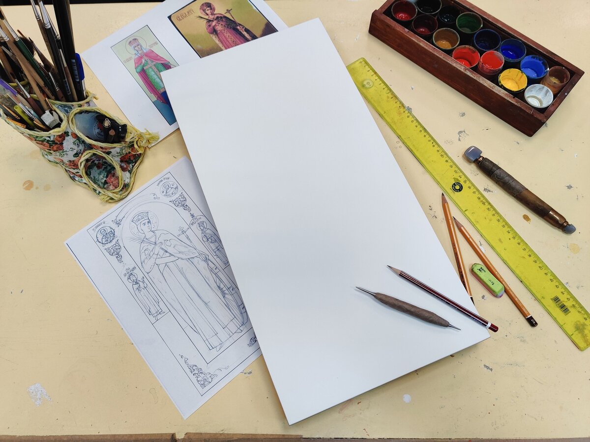 Рукописная икона "Святая Великомученица Екатерина". Работа мастерской "Палехский Иконостас"