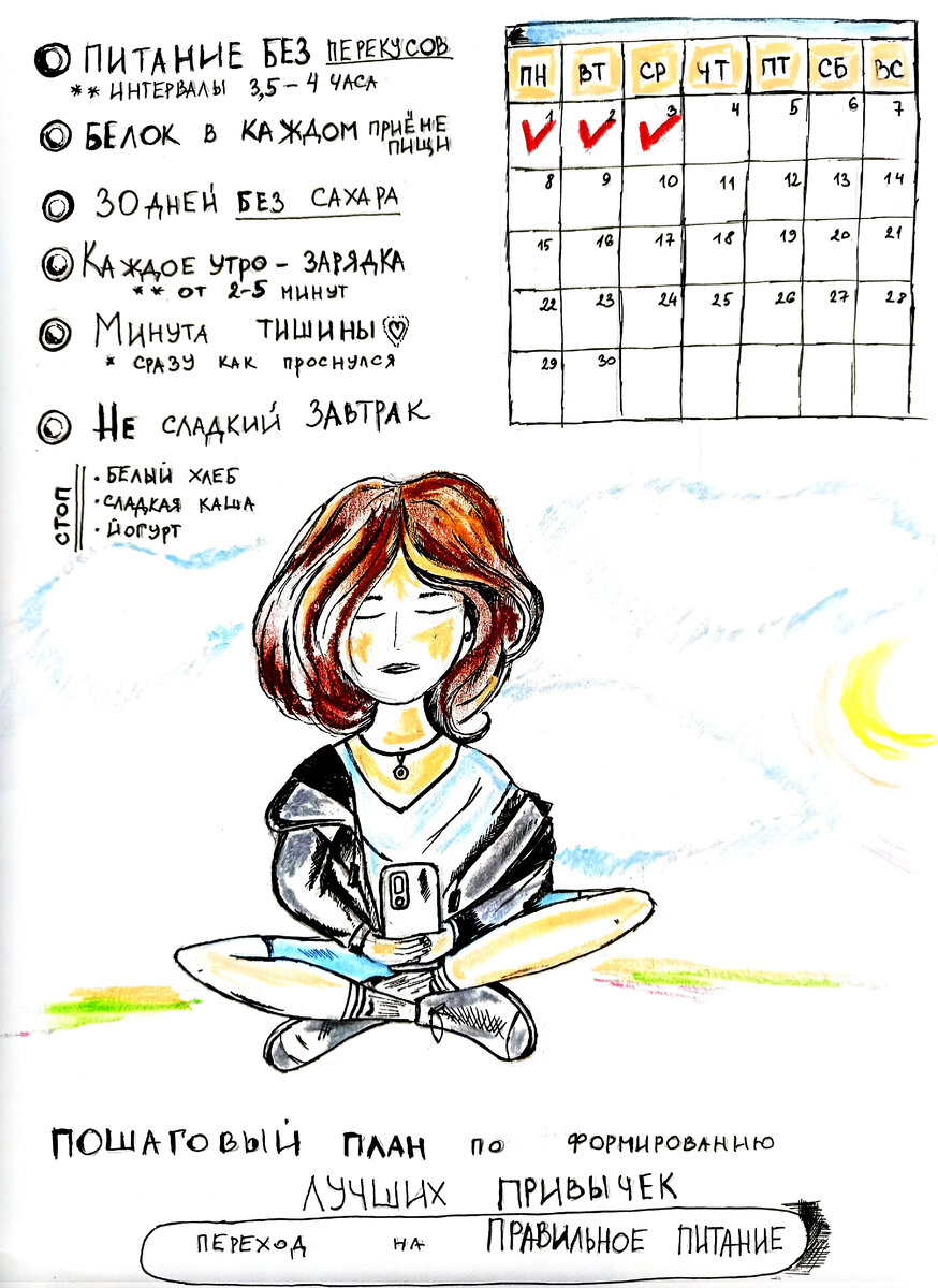 Каждую неделю рисую для Вас красивые чек листы, чтобы из мнения режима питания, были лёгкими и приятными. Чек- листы  можно скачать в моем телеграмм 