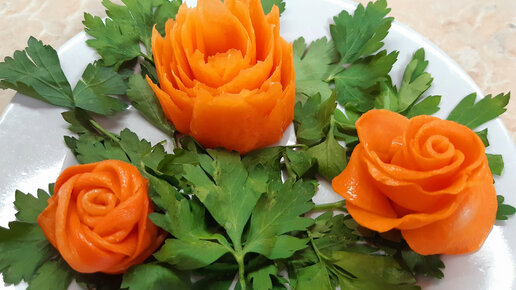 Розы из моркови. 3 СПОСОБА из сырой моркови | Школа рецептов | Дзен