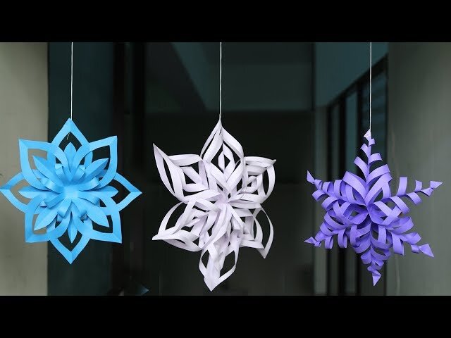 простые объемные снежинки из бумаги своими руками - YouTube | Снежинки, Поделки, Бумага