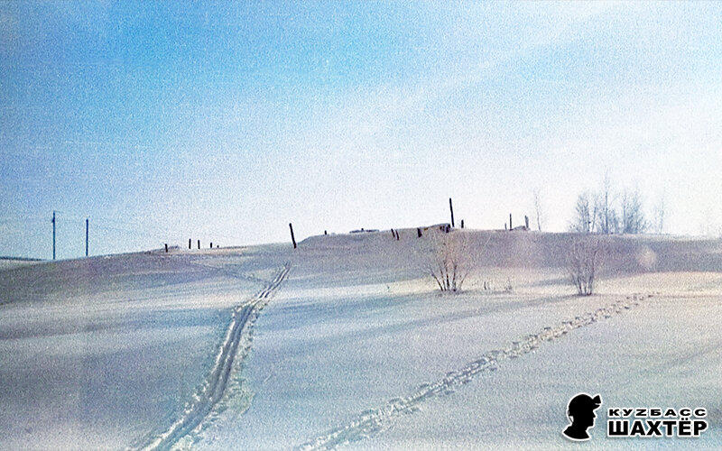Фото автора. Вид из окна. В правой части над кустом сохранился высокий столб – тут была наша кандейка, в которой я с другом однажды встретил Новый год.
