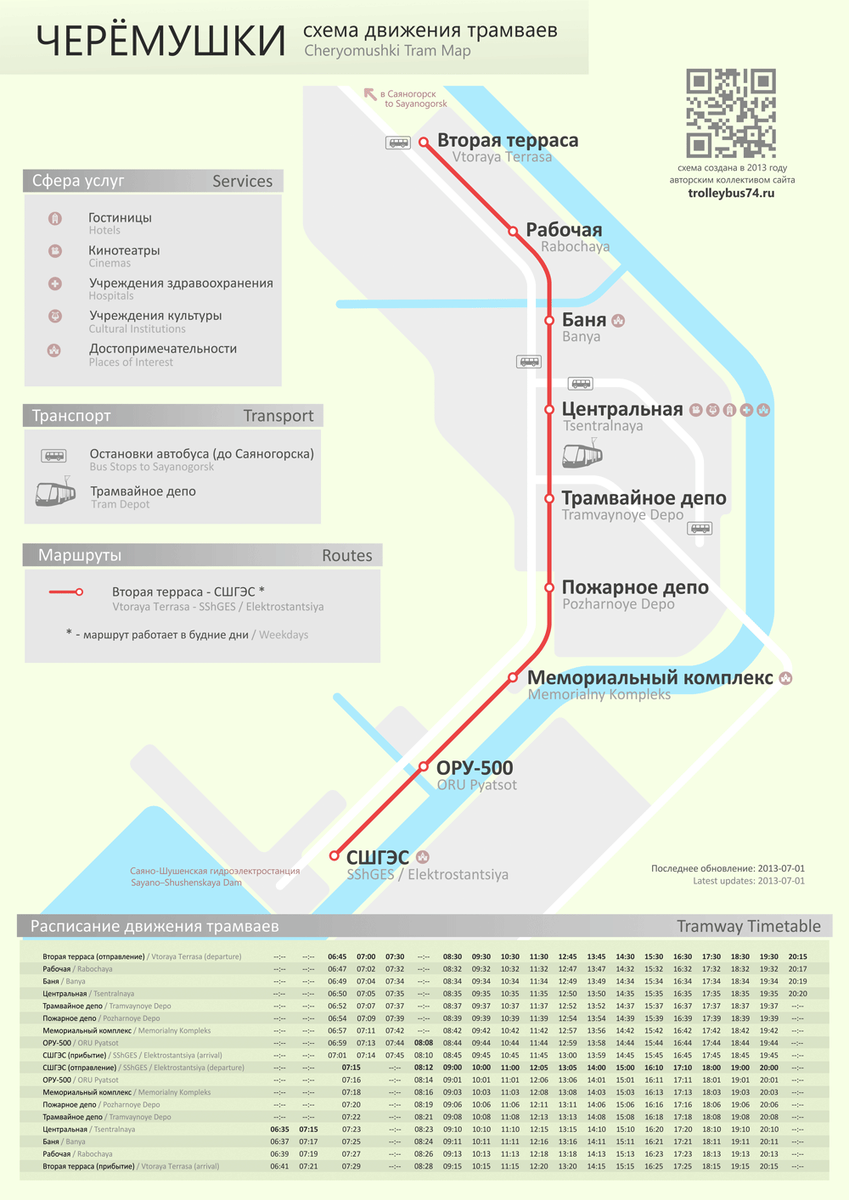 Красноярск — расписания трамваев