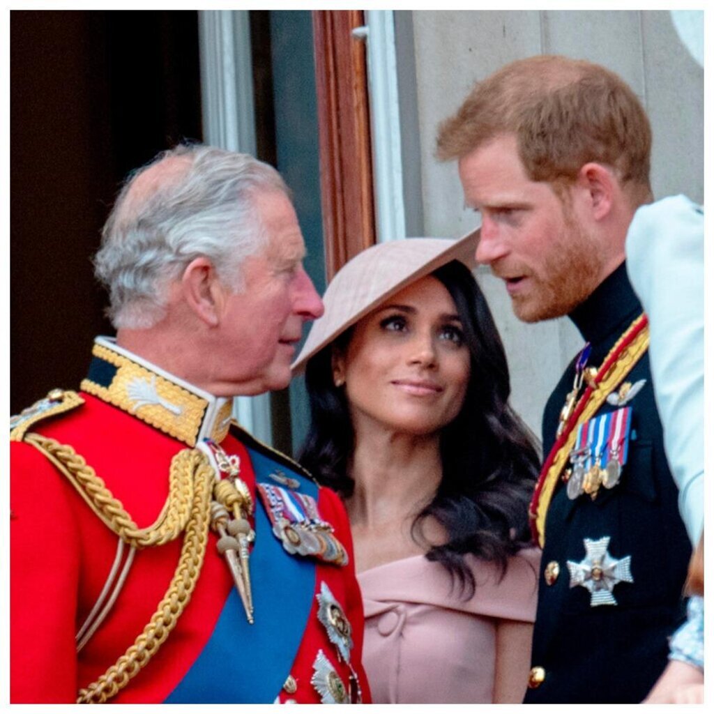    Меган Маркл с мужем и свекром