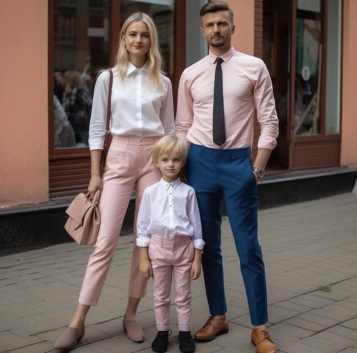 Семья созданная ИИ после описания аватаров клиента для заказчика - застройщика жилого комплекса.