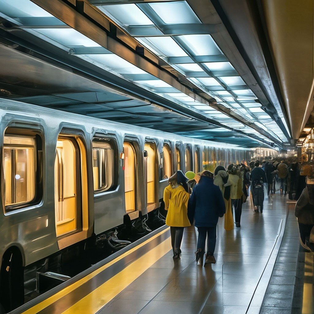 Утреннее метро по пути на работу. Кира где-то в толпе.