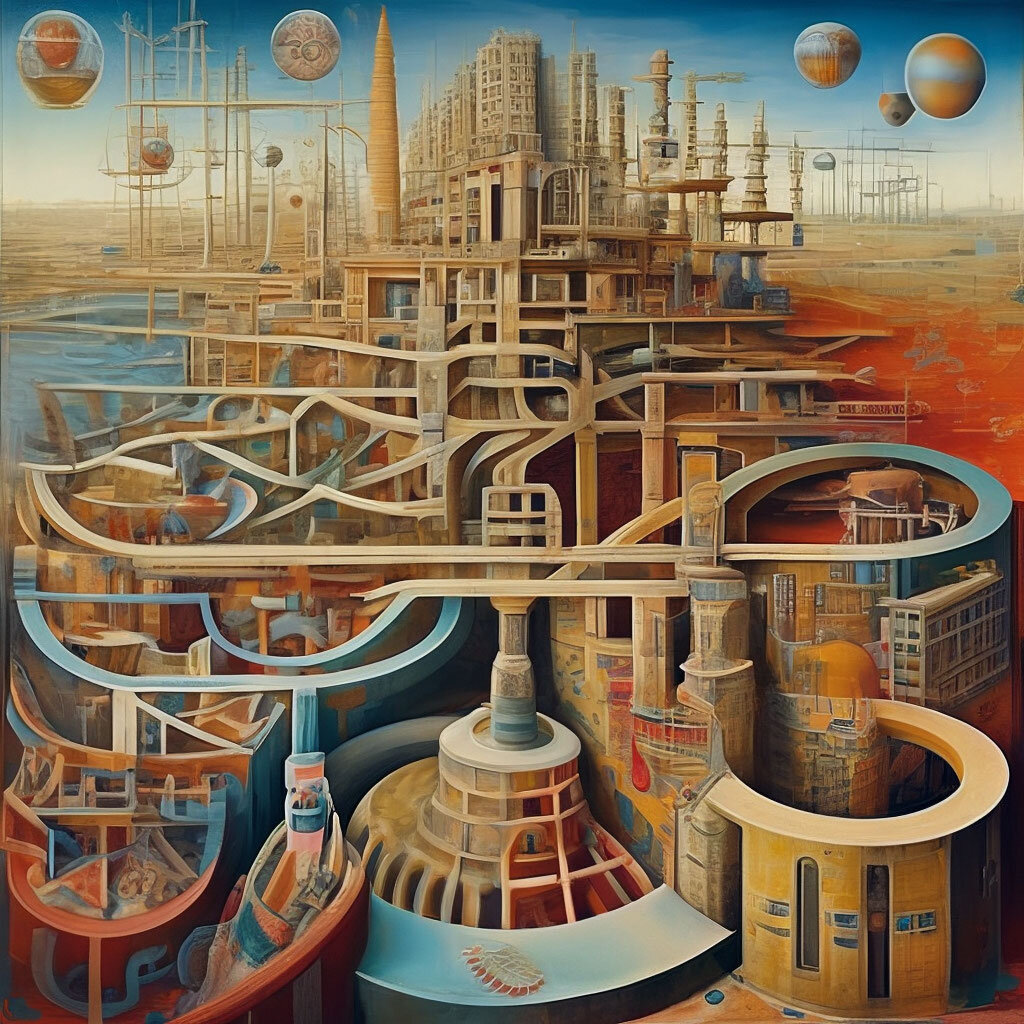 Иллюстрация пути в сложной системе, нарисованная роботами