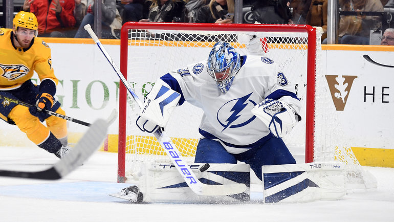    Вратарь «Тампы» Йонас Йоханссон в матче против «Нэшвилла». USA Today Sports