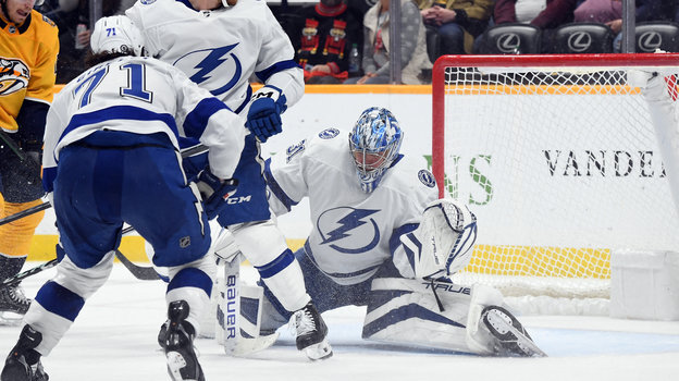    Вратарь «Тампы» Йонас Йоханссон в матче против «Нэшвилла». USA Today Sports